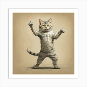 Cat With Lightsaber Art Print