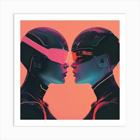 Two Androids In A Futuristic Setting Art Print