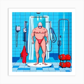 Man In A Shower II - Tom Ghost Art Print