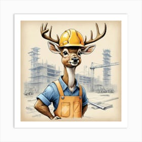 Construction Deer Art Print