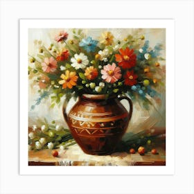 Flowers In A Vase, Acrylic Style Painting 3 Art Print