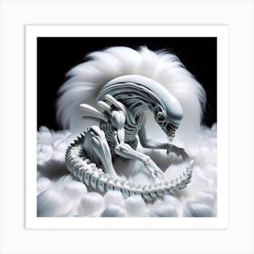 Alien Fuzzy White Art Print