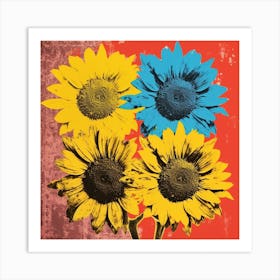 Andy Warhol Style Pop Art Flowers Sunflower 2 Square Art Print