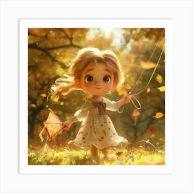 The Little Girl And Boy Were Flying Kites On The Lawn, And The Sunlight Was Shining On Them With Bright Smiles Póster