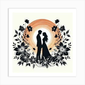 Silhouette of Couple 2 Art Print