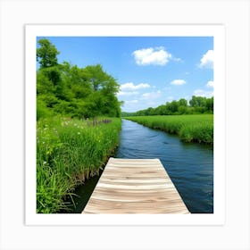 Pier On A River Art Print