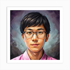 Portrait Of A Young Man With Glasses Art Print