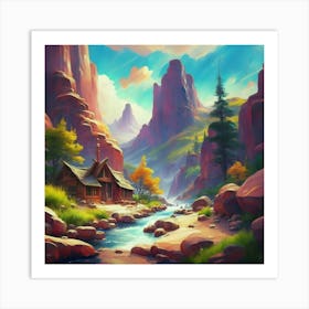 Landscape of valley rocks 1 Art Print