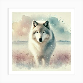 Watercolor Tundras Wolf 3 Art Print