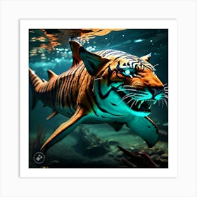 Shark Tiger Hybrid A Sleek Striped Shark With Art Print