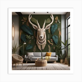 Deer Head Bohemian Wall Art 1 Art Print
