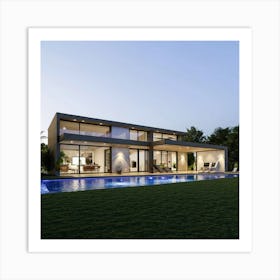 Modern House With Pool Art Print