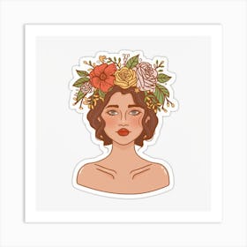 Flowers on Girls head Art Print