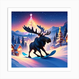 Moose In The Snow Art Print