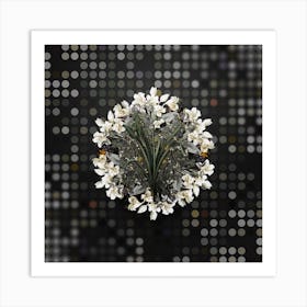 Vintage Summer Snowflake Flower Wreath on Dot Bokeh Pattern n.0530 Art Print