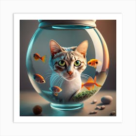 Cat In A Fish Bowl 16 Art Print
