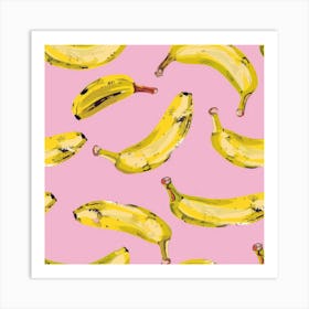 Bananas On Pink Background 5 Art Print