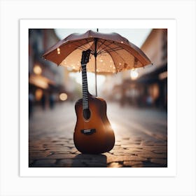 Guitar Under Umbrella 1 Art Print