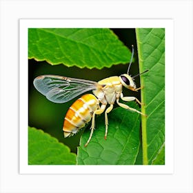 Bee On Leaf Art Print