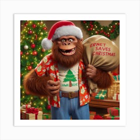 Bigfoot Santa 2 Art Print