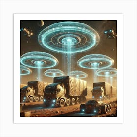 A Futuristic Sci Fi Scene Showcasing Trade Shield Modules Art Print