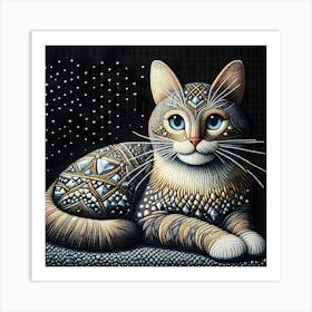 Cat With Diamonds 1 Art Print