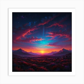 Sunset In The Mountains 20 Art Print