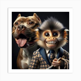 Monkey And Dog 3 Art Print