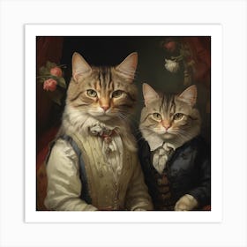 Cat Couple Art Print