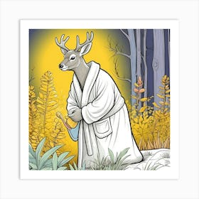 Deer In Bathrobe 5 Art Print