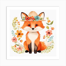 Floral Baby Fox Nursery Illustration (24) 1 Art Print