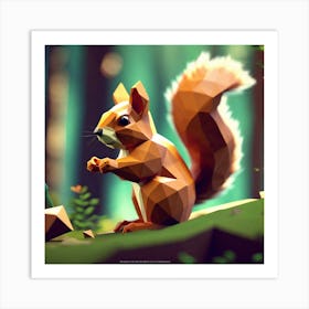 Low Poly Squirrel 2 Art Print