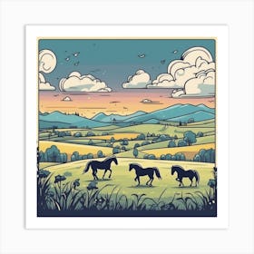 Horses In The Countryside 2 Art Print