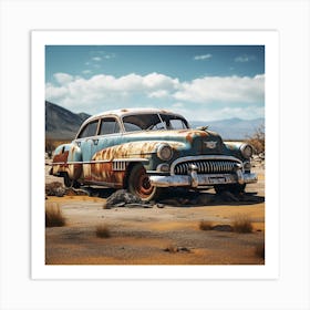 Old Car In The Desert Art Print