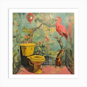 Flamingo Bathroom Art Print