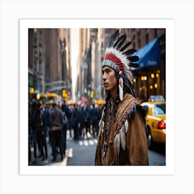 Indian Man In New York City Art Print