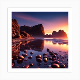 Sunset On The Beach Art Print