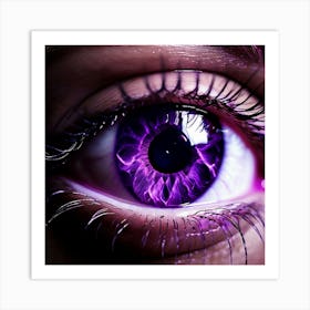 Purple Eye Human Close Up Pupil Iris Vision Gaze Look Stare Sight Close Macro Detailed Art Print