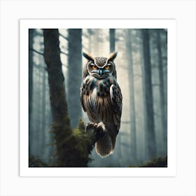 Owl In The Forest 60 Art Print