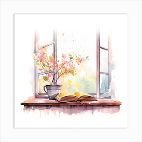 Watercolor Window Sill Art Print