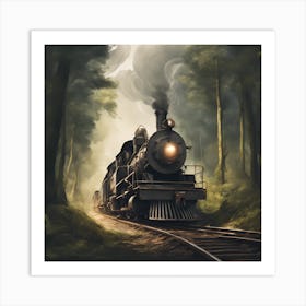 Steam Train In The Woods Art Print