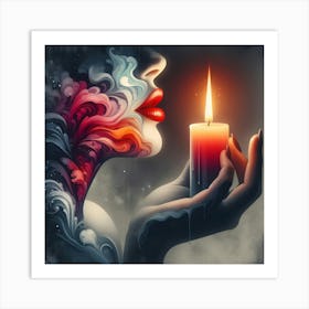 Woman Holding A Candle Art Print