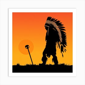 Indian Chief Silhouette Art Print