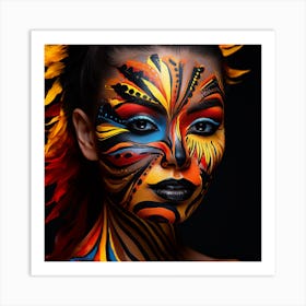 Beautiful Woman With Colorful Face Paint 2 Art Print