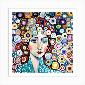 Woman With Circles In Her Hair Art Print