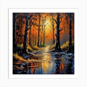 Sunset In The Forest Art Print