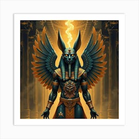 Enigmatic Anubis, The God Of Mummification, Surrounded By Symbols Of The Afterlife 1 Art Print