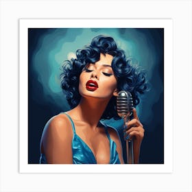 Woman With A Microphone Art Print