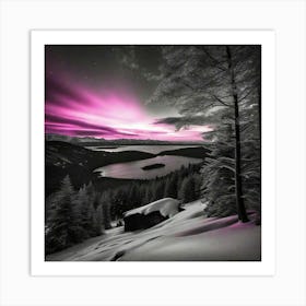 Aurora Over Lake Art Print