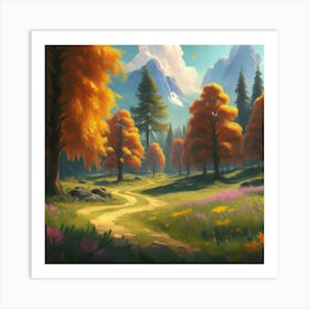 Magnificent forest meadows oil painting abstract painting art 15 Art Print